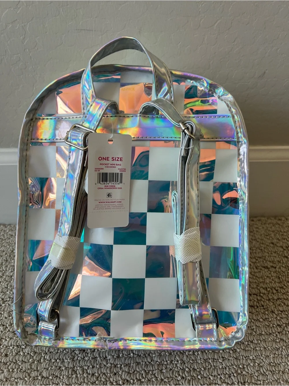 Justice Girls' Iridescent Pocket Mini Backpack NWT $15